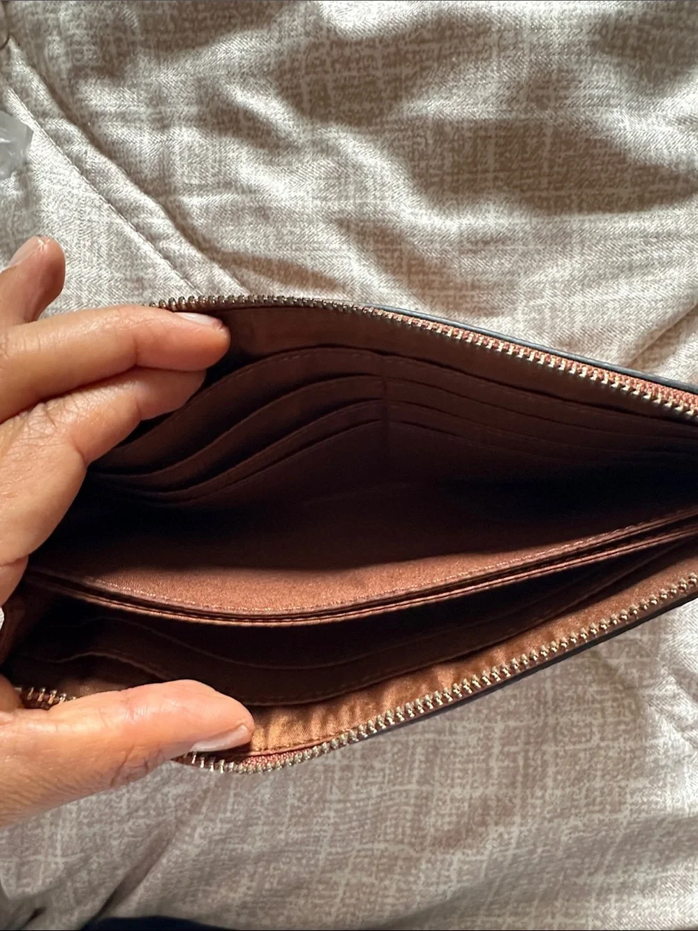 Coach Chestnut Brown Pebbled Leather Wristlet with Gold Logo